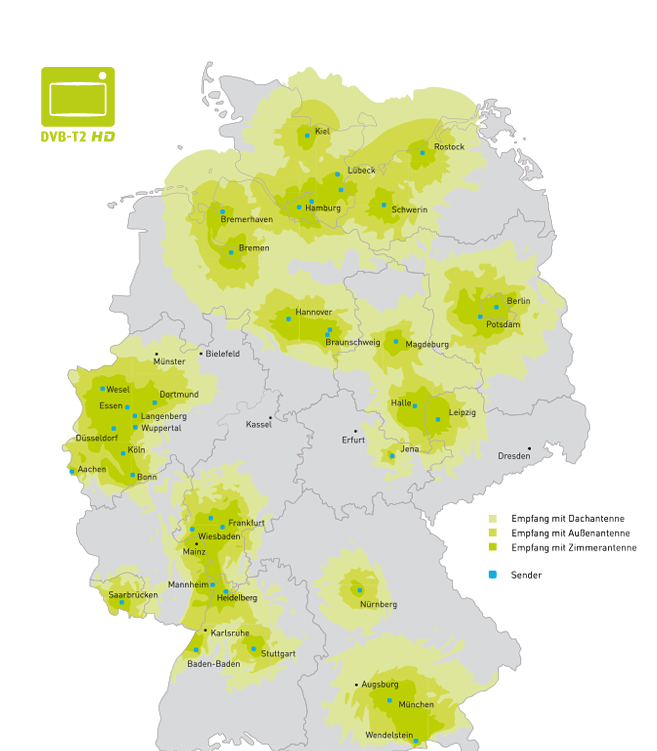 DVB-T2 Regionen in Deutschland